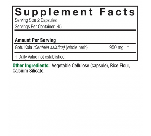 Готу кола, Nature's Answer, Gotu-Kola Standardized, 90 капсул