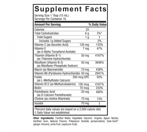 Жидкий комплекс витаминов группы B со вкусом мандарина, Nature's Answer, Vitamin B Complex Liquid, 240 мл