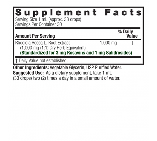 Плодовый экстракт корня родиолы, Nature's Answer, Rhodiola Root, 30 мл