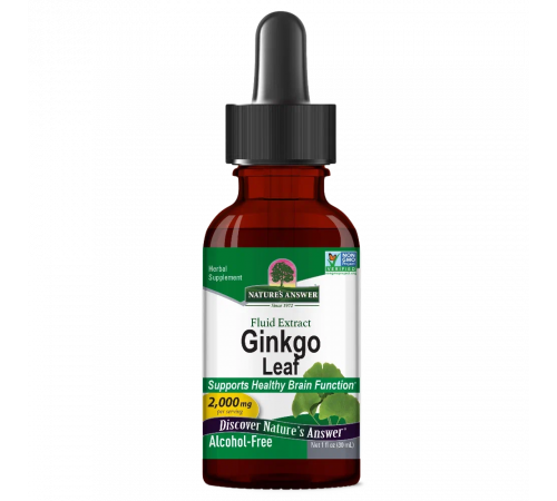 Экстракт листьев гинкго билоба 2000 мг, Nature's Answer, Ginkgo Biloba Liquid Extract, 30 мл