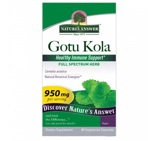 Готу кола, Nature's Answer, Gotu-Kola Standardized, 90 капсул