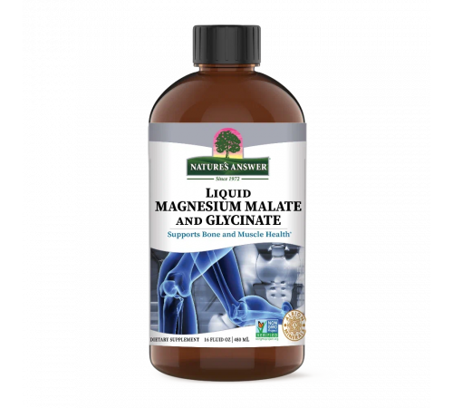 Малат и глицинат магния в жидкой форме, Nature's Answer, Magnesium Malate & Glycinate, 480 мл