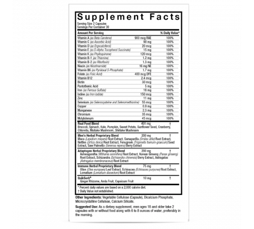 Мультивит для мужчин, Nature's Answer, Men’s 100 Multivitamin, 60 капсул