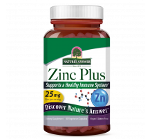 Цинк плюс, 25 мг, Nature's Answer, Zinc Plus, 60 капсул