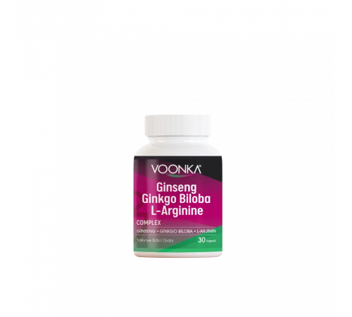 Женьшень, гинкго билоба и L-аргинин, Ginseng Ginkgo Biloba L-Arginine, Voonka, 30 капсул