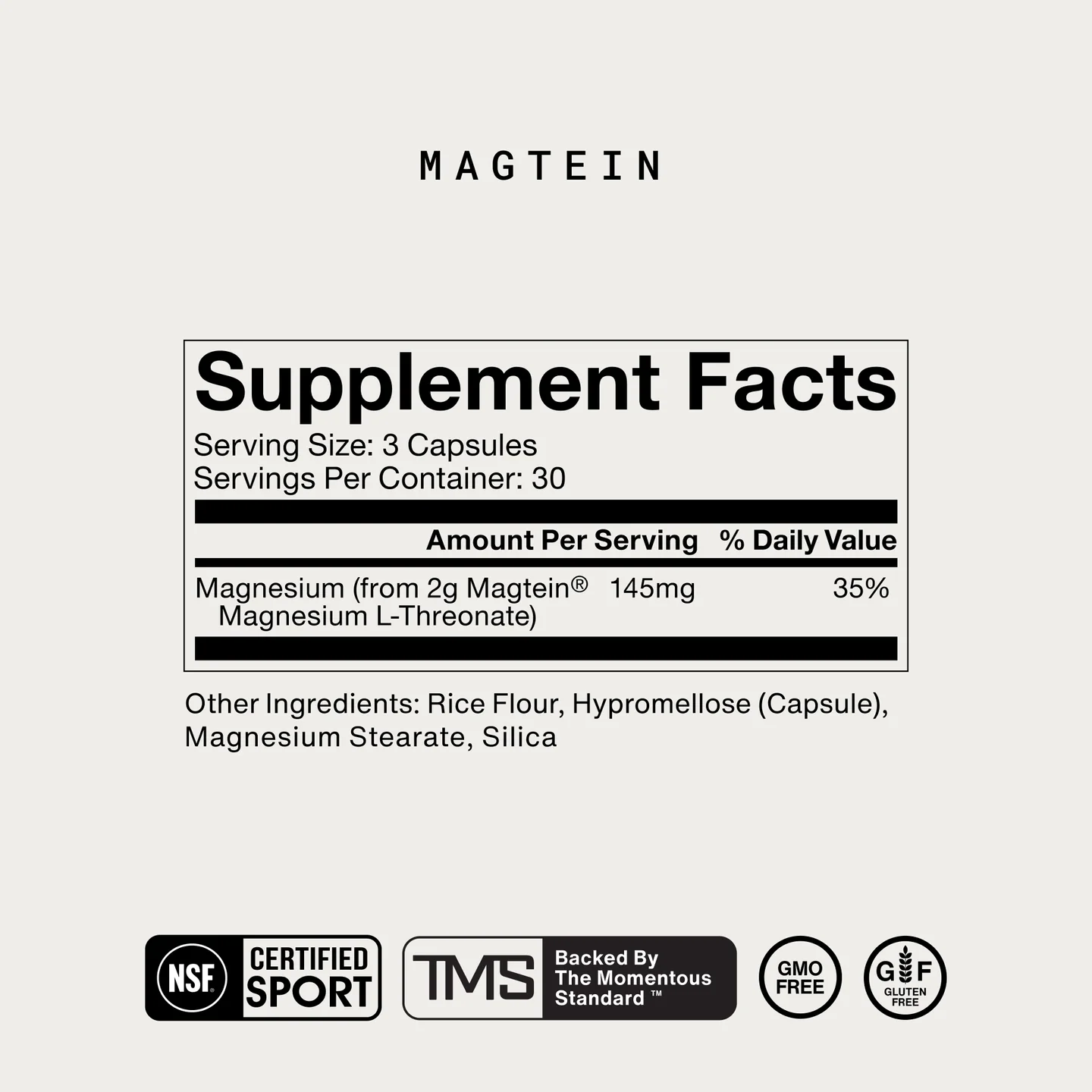 L-треонат магния, Magnesium L-Threonate, Momentous, 30 капсул